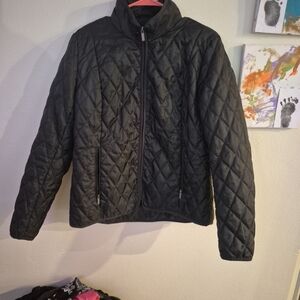 Lands' End Black Quilted Outerwear